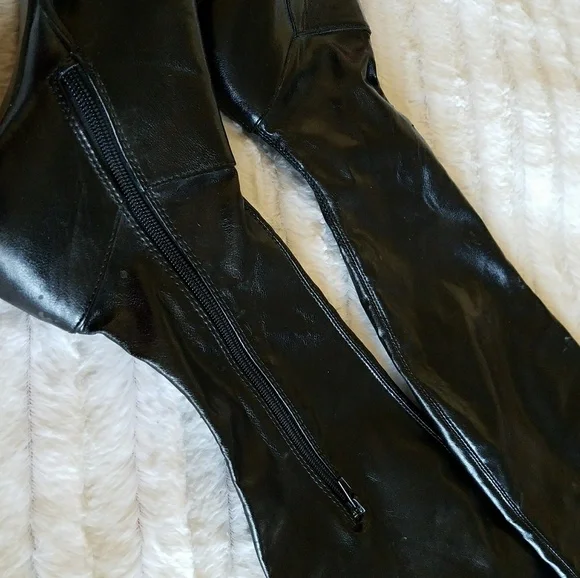 Chinese Laundry shiny black thigh high boots side zip 8M - Picture 7 of 8
